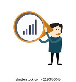 a man focus on work strategy and goal. Flat vector illustration