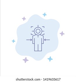 Man, Focus, Target, Achieve, Goal Blue Icon on Abstract Cloud Background