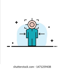 Man, Focus, Target, Achieve, Goal  Business Flat Line Filled Icon Vector Banner Template. Vector Icon Template background
