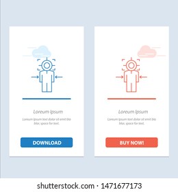 Man, Focus, Target, Achieve, Goal  Blue and Red Download and Buy Now web Widget Card Template