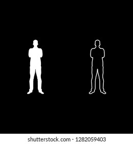 Man with folded arms Confidence concept business man icon set white color