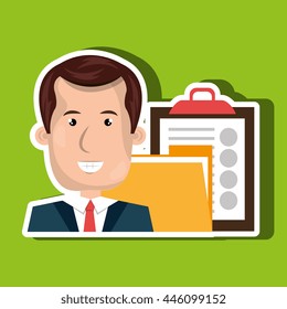 man with folder and clipboard isolated icon design, vector illustration  graphic 