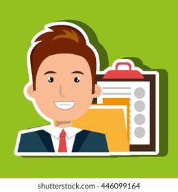 man with folder and clipboard isolated icon design, vector illustration  graphic 