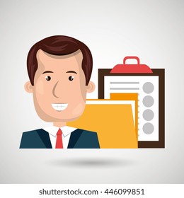 man with folder and clipboard isolated icon design, vector illustration  graphic 