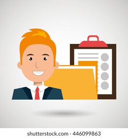 man with folder and clipboard isolated icon design, vector illustration  graphic 