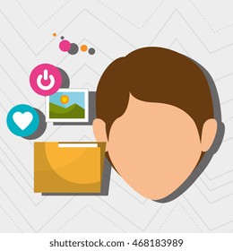 man folder photo web vector illustration graphic