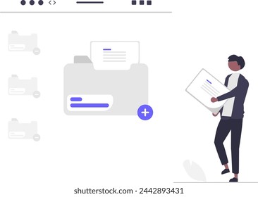 man folder upload vector template