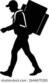 Modelo de vetor de mochila desdobrável Man: Design plano técnico criado no Adobe Illustrator