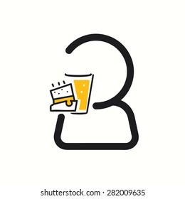 Man with food and drink icon