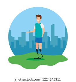 man with foot prosthesis