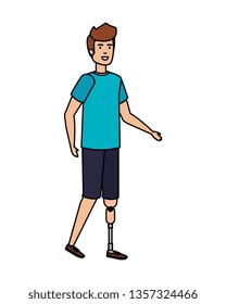 man with foot prosthesis character