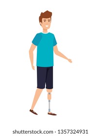 man with foot prosthesis character