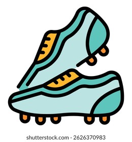 Man football boots icon. Outline man football boots vector icon color flat isolated
