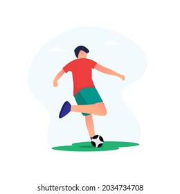 Man football for health. Concept illustration for health. Vector illustration in flat style