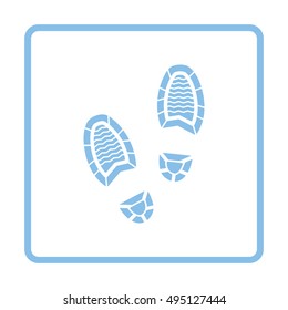 Man footprint icon. Blue frame design. Vector illustration.