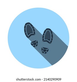 Man Footprint Icon. Flat Circle Stencil Design With Long Shadow. Vector Illustration.