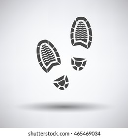Man footprint icon on gray background with round shadow. Vector illustration.