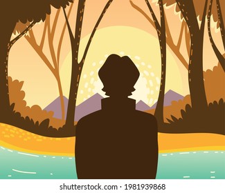 Blick auf den Wald-Naturfluss