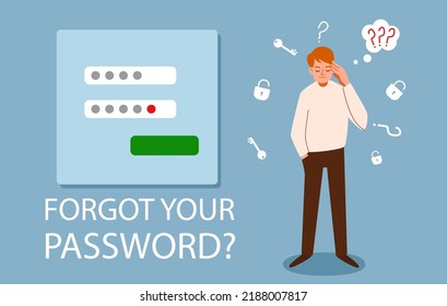 The man forgot her personal data. the concept of a web screensaver with a forgotten password.