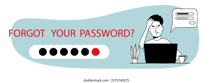The man forgot her personal details. web splash concept with forgotten password