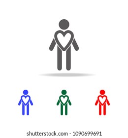 man in the form of heart icon. Elements of Valentine's Day in multi colored icons. Premium quality graphic design icon. Simple icon for websites, web design, mobile app on white background