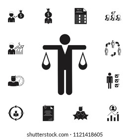 man in the form of weights icon. Detailed set of HR Heat hunting icons. Premium quality graphic design sign. One of the collection icons for websites, web design, mobile app on white background