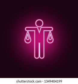 man in the form of weights icon. Elements of HR & Heat hunting in neon style icons. Simple icon for websites, web design, mobile app, info graphics