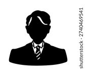 Man in formal attire, middle-aged senior, monochrome silhouette illustration    
