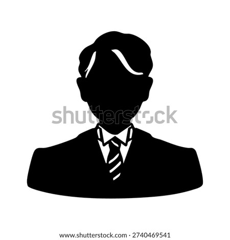 Man in formal attire, middle-aged senior, monochrome silhouette illustration    