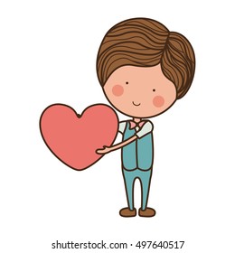 man formal suit holding heart