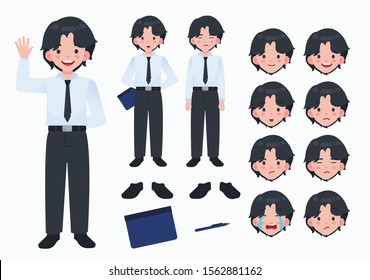 Man in formal uniform. business people in formal clothes on isolated wihte background.Emotion collection. Vector. Illustration.