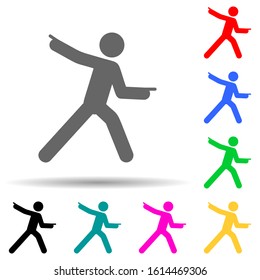 Man forward, finger multi color style icon. Simple glyph, flat vector of man pointing finger icons for ui and ux, website or mobile application