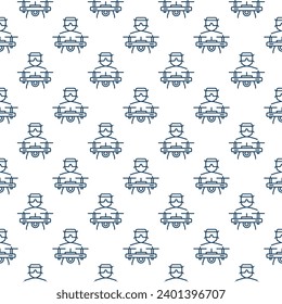 Man and FPV Drone vector concept linear minimal seamless pattern