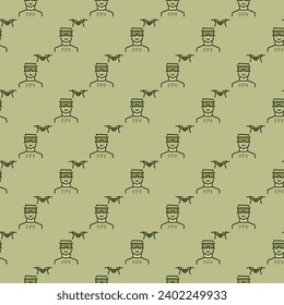 Man with FPV Drone vector concept colored seamless pattern