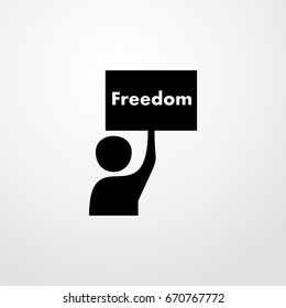 man with freedom poster icon. vector sign symbol on white background