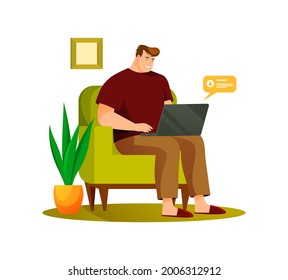 Man or freelancer working at home. Busy person.