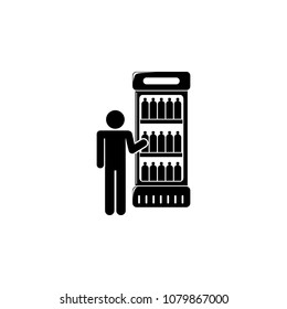 a man at the fridge with drinks illustration. Element of shop and shopping for mobile concept and web apps. Detailed a man at the fridge illustration can be used for web and mobile