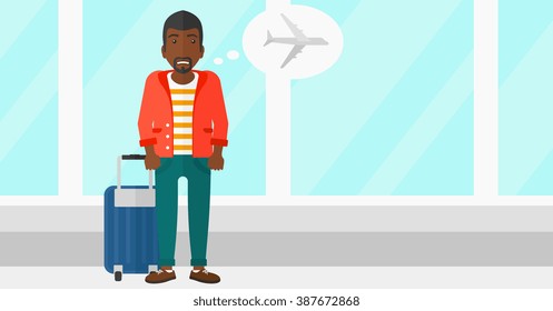 Man frightened by future flight.
