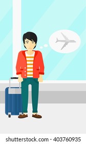 Man frightened by future flight.