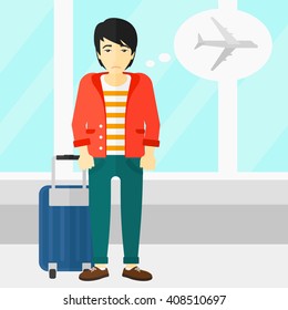 Man frightened by future flight.
