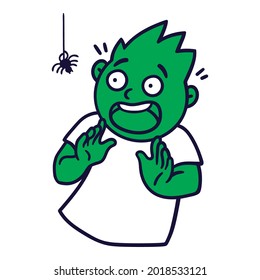 Man with frightened emotions. Scared emoji avatar. Portrait of a panicked person. Cartoon style. Flat design vector illustration.