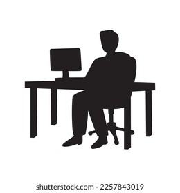 man in front of computer silhouette design. programmer icon, sign and symbol.