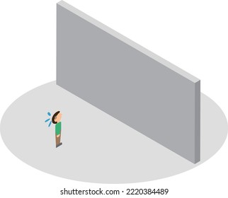 A man in front of a large isometric wall