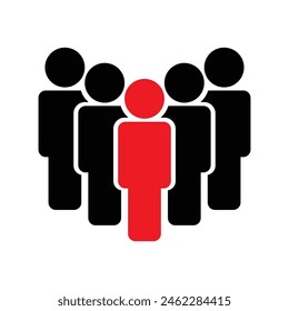 the man in the front middle of group of five people icon symbol 5 men