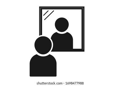 Man in front mirror icon vector isolate  