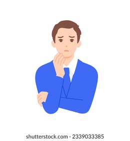 Man frowning. Vector illustration of a business person thinking.