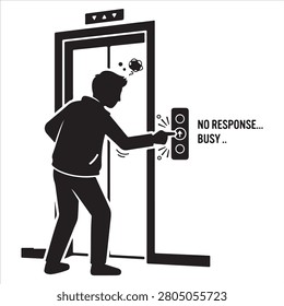 Man frustrated by busy elevator signalling no response