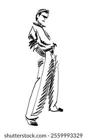 Man in full length suit, fashion vector illustration