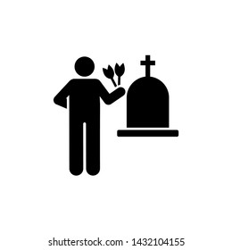 Man funeral flower sorrow weep icon. Element of pictogram death illustration