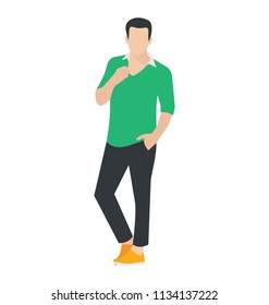 
Man in funky dressing posing for picture in modeling 
